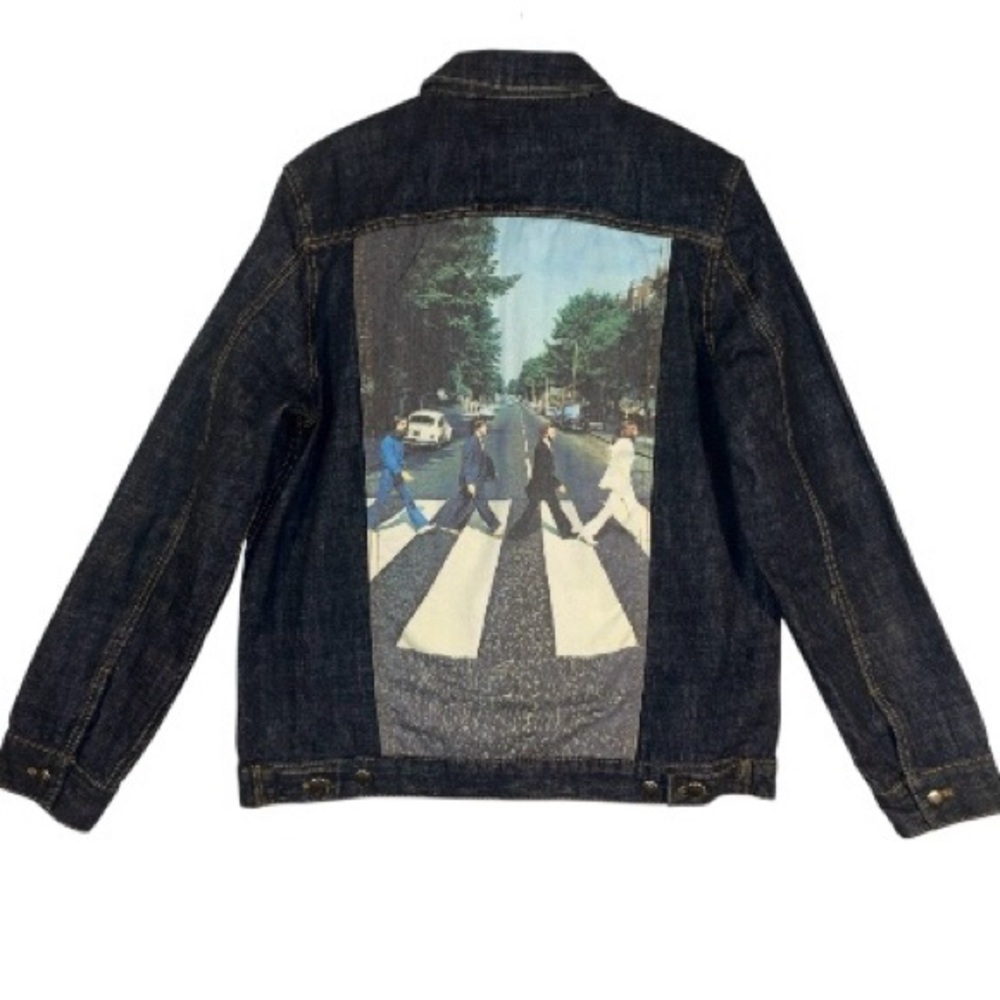 The Beatles Abbey Road (Back Print) Denim Jean Jacket Men's Large Apple Corp